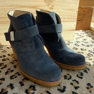 UGG Blue Suede Heeled Ankle Boot